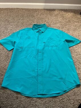 Reel Legends Men's Short-Sleeve Button-Down Shirt - Teal